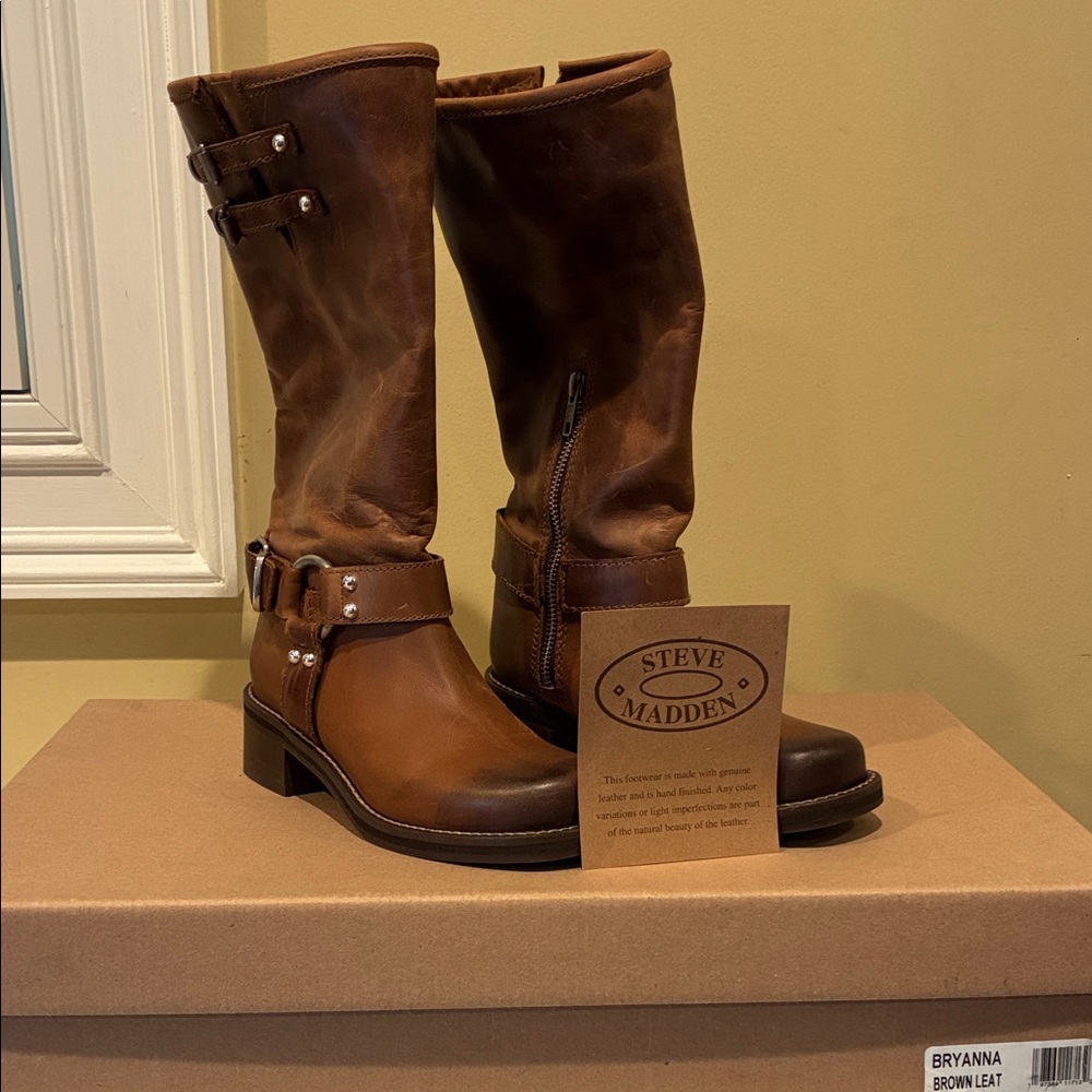 Steve Madden Chestnut Leather Riding Boots
